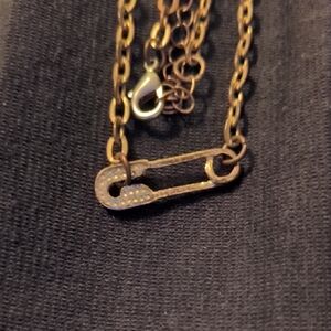 Gold Safety Pin Necklace